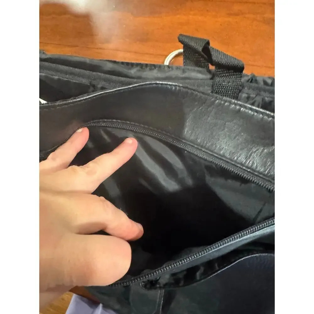 Leather black satchel unisex laptop work travel carry shoulder bag